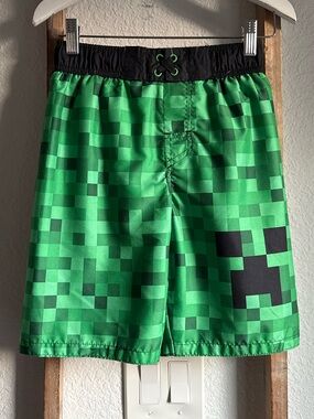 Minecraft Creeper Boys Swim Shorts Bathing Suit UPF 50+ sz: Med or 8/10